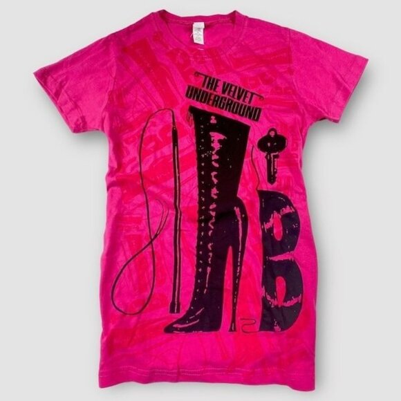 NWOT Velvet Underground - Boot Repetition Subway T-Shirt Pink Size Large - Picture 1 of 3